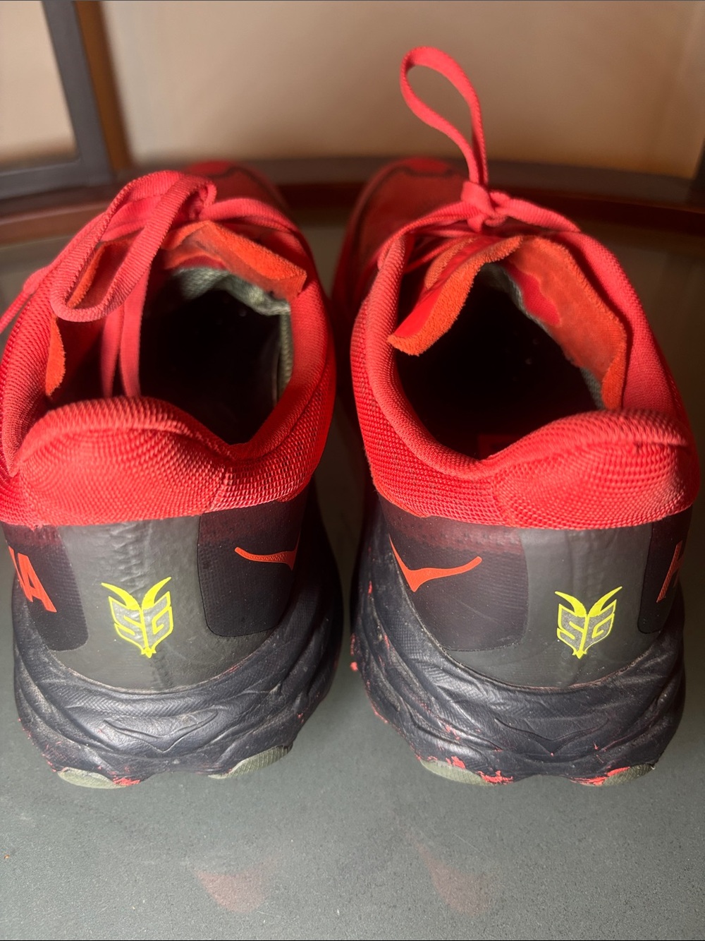 Red Hoka Speedgoat5 Running Shoes - Picture 5 of 11